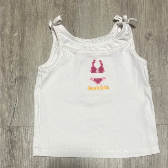 4/$20 Kids White Tank Top with Pink and Yellow Accents - Picture 1 of 1